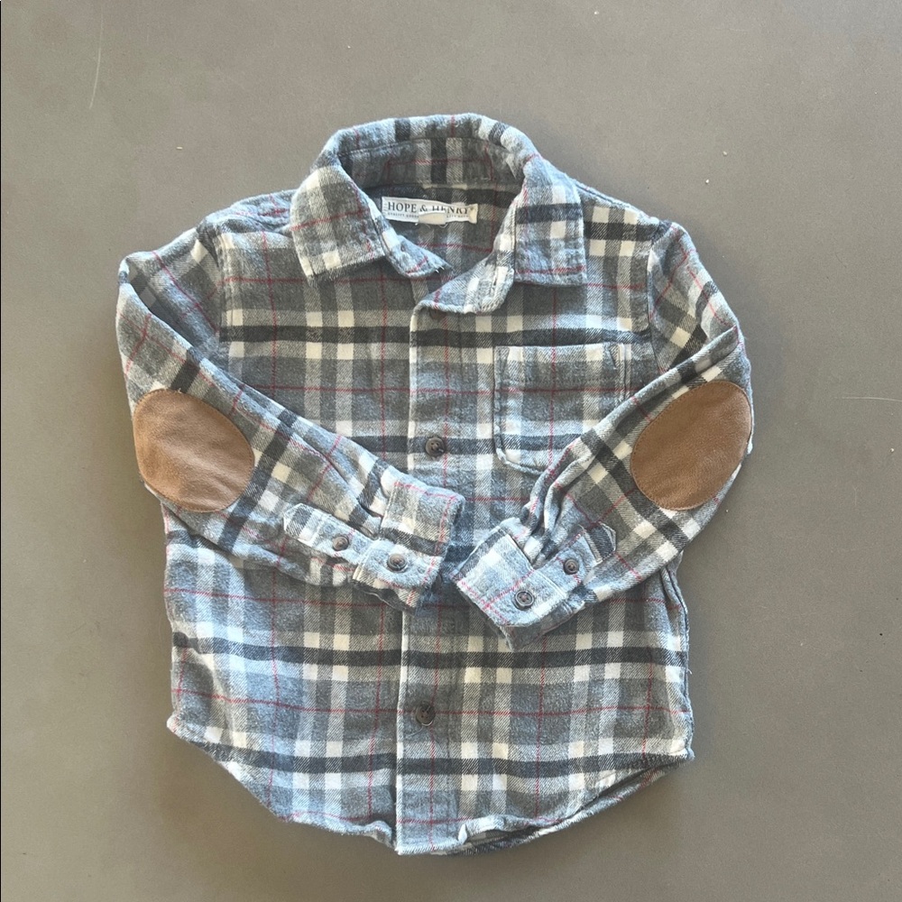 Hope & Henry Gray Plaid Kids Button Down Shirt